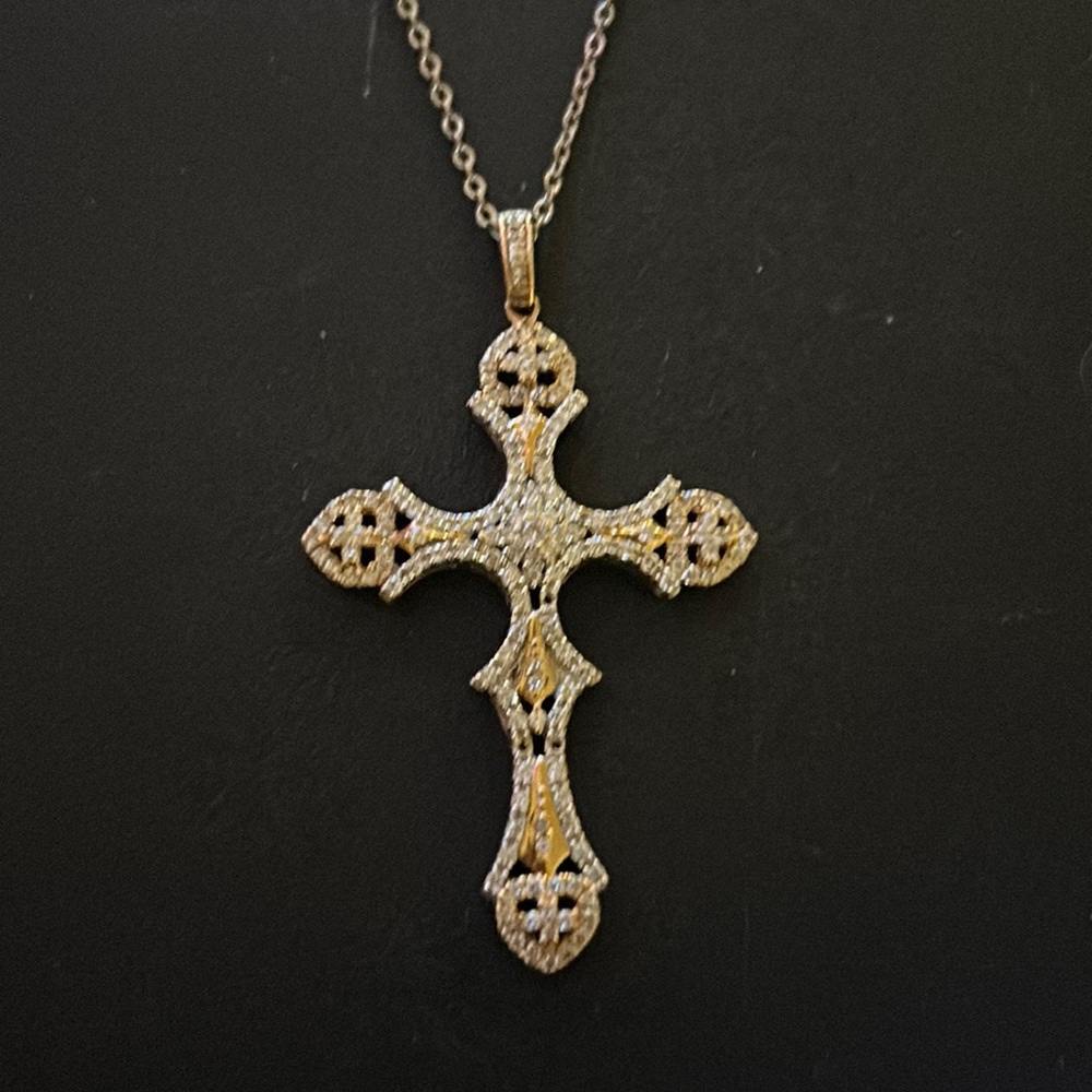 VS1 Diamond cross 14k rose gold pendant